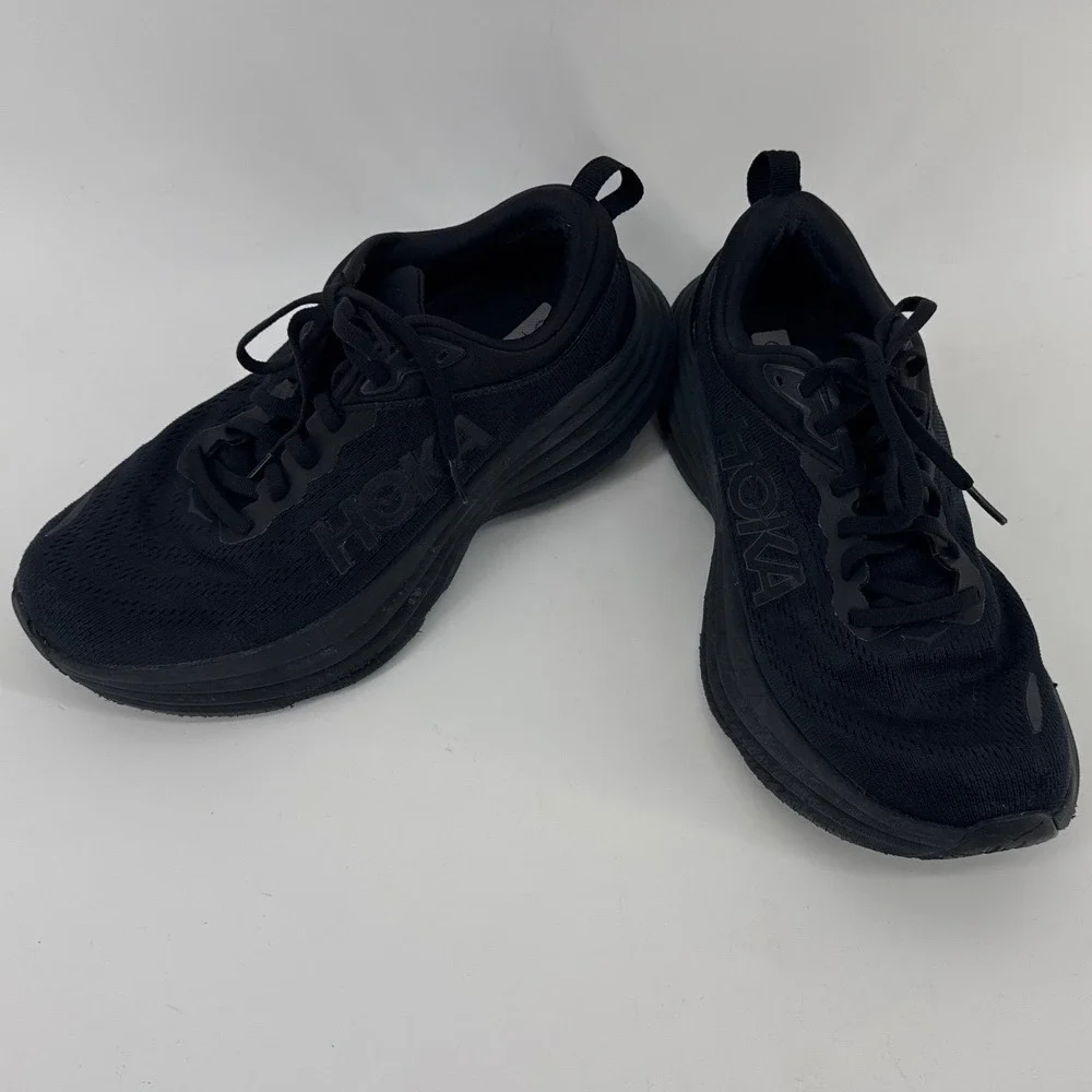Hoka Bondi 8 Running Shoes Womens 8D Black Max Cushion Sneakers